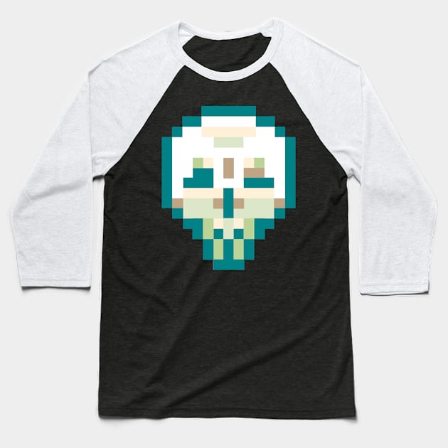 Pixel Skull 8 bit Baseball T-Shirt by Enickma